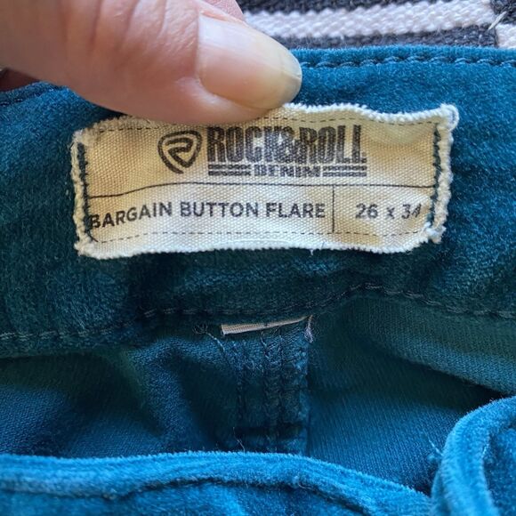 Rock And Roll Denim Velvet Bell Bottom Pants. Sapphire. Size 27/33. Festival. - Picture 7 of 12